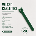 Velcro Cable Tie - Green - Pack of 20